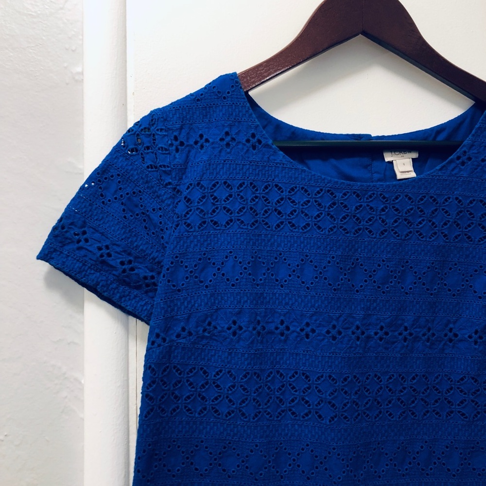 J Crew embroidered floral boxy tee shirt blouse